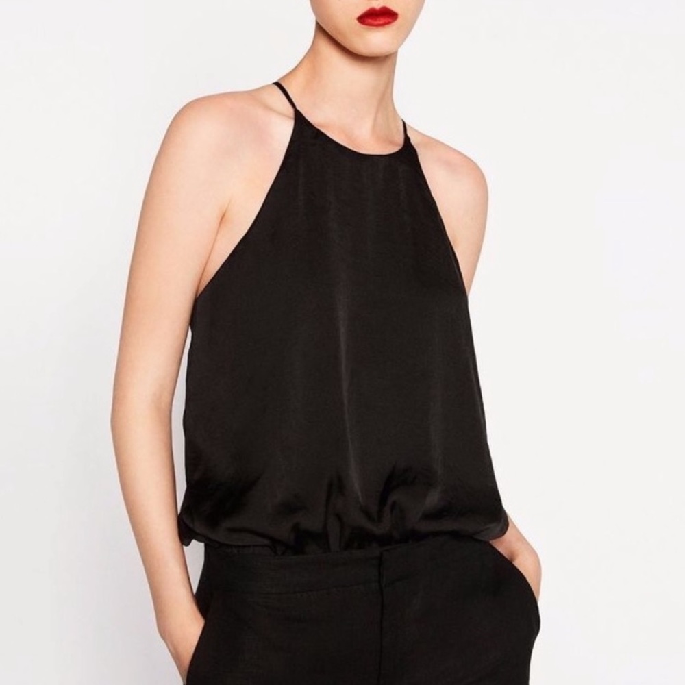 Zara satin bodysuit halterback